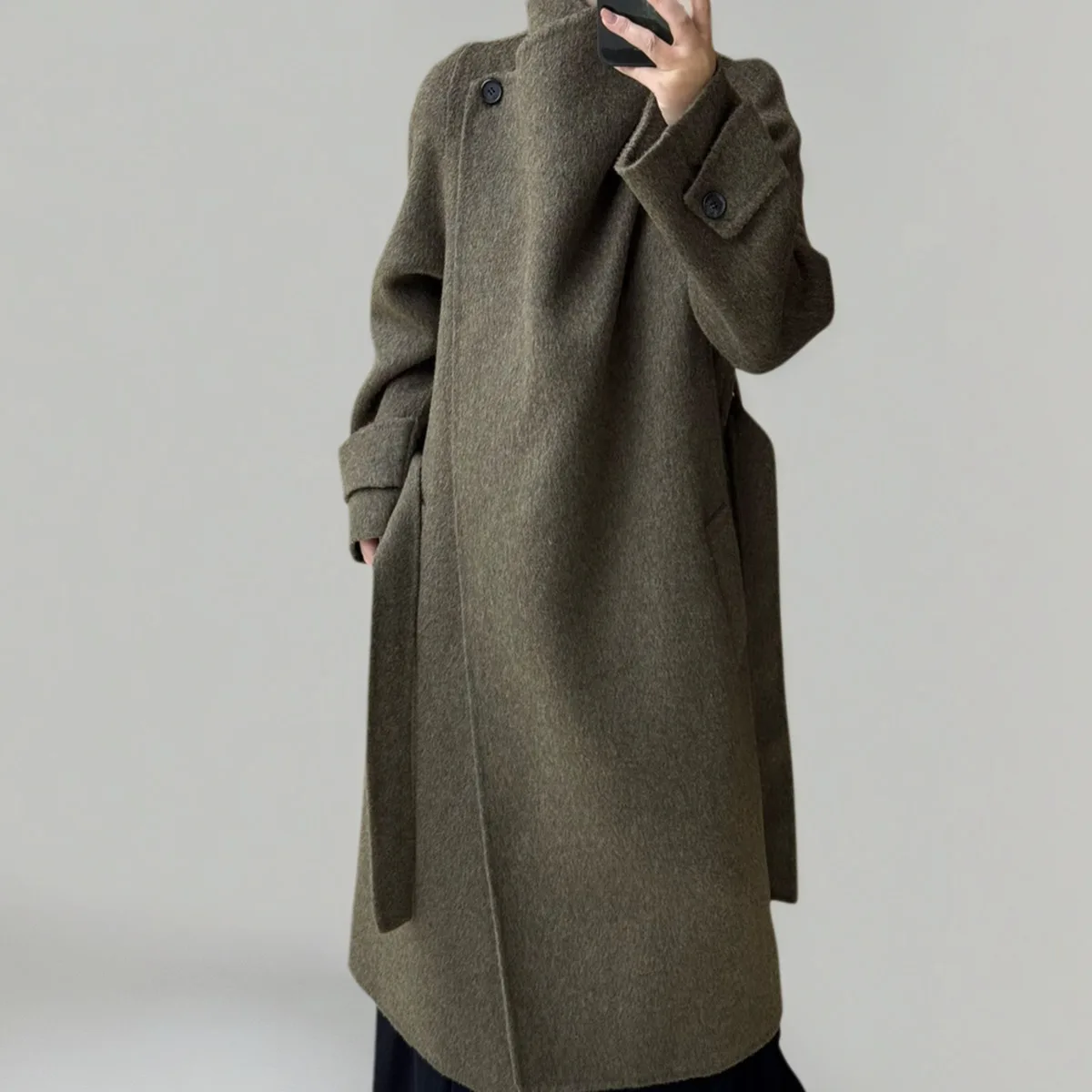 

LIMO женское полушерстяное пальто с лацканами, минималистичная осенне-зимняя верхняя одежда для поездок на работу и повседневная верхняя одежда