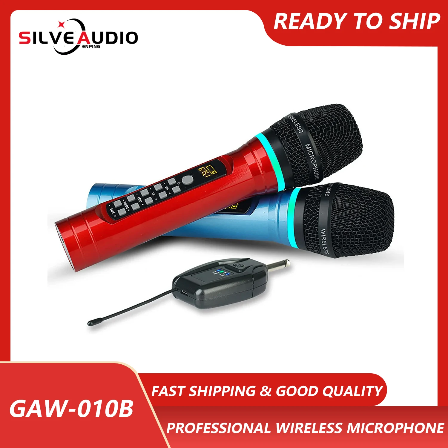 GAW-010B UHF Handheld Microphone High Quality Wireless Karaoke Mic With 90 Degree Folded Receiver For Trolley Speakers