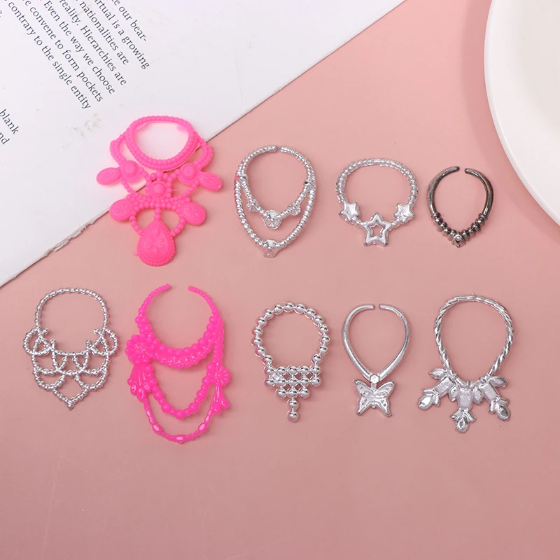10Pcs Dollhouse Miniature Electroplated Crown Necklace Earstuds Bracelets Earrings Pendant Model Dressing Princess Doll Toy-New