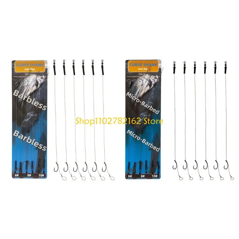 547B Curved Barbed Carp Hook Carbon Steel Fishing Hair Rigs Curved Carp Hooks