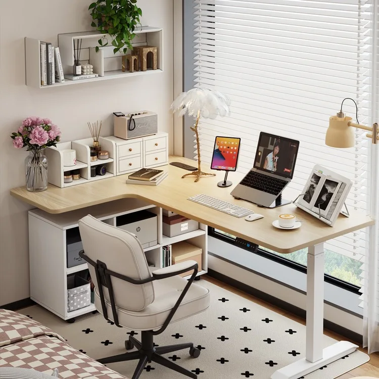 Corner desk, bookcase, integrated office desk, L-shaped computer desk, e-sports