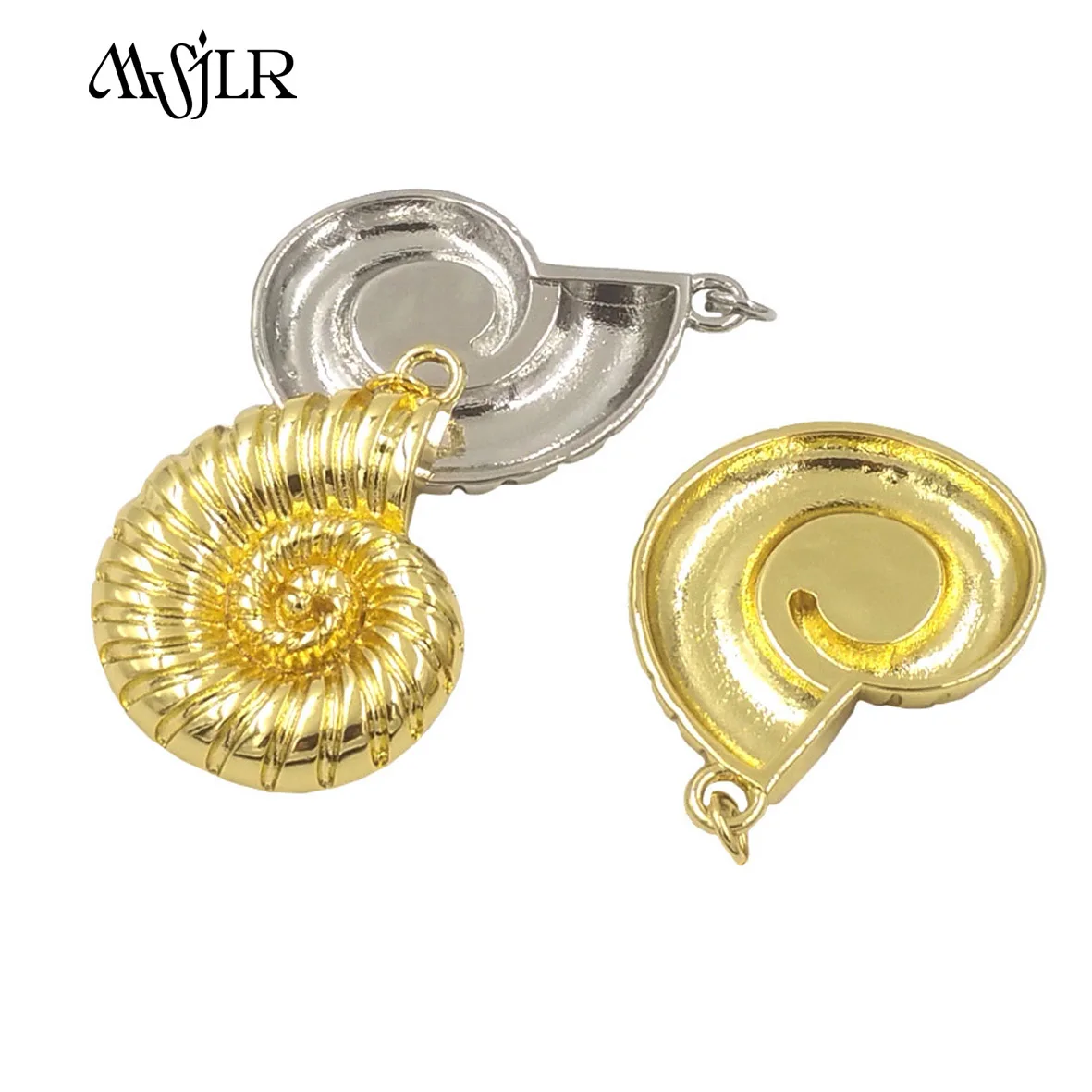 MVP-076   2024 Cute Childish Style Pendant  Realistic Conch Shape Design Gold And Silver Plated Beach Birthday Party Accessory