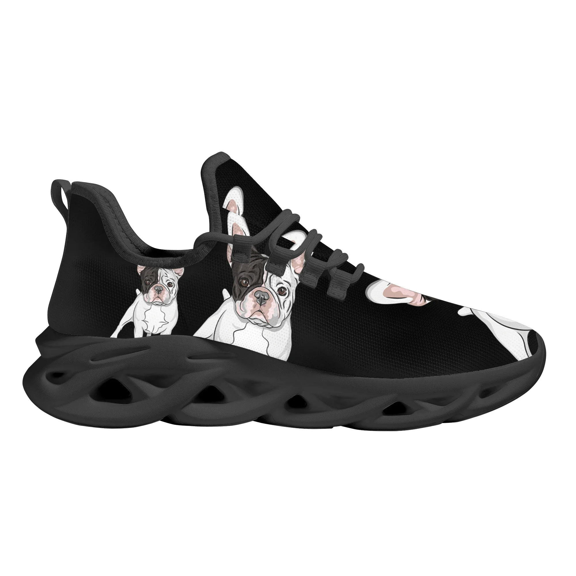 French Bull Terrier Platform Sneakers Black Knitted Casual Shoes For Female Bulldog Designer Blade Shoes Zapatos Hot