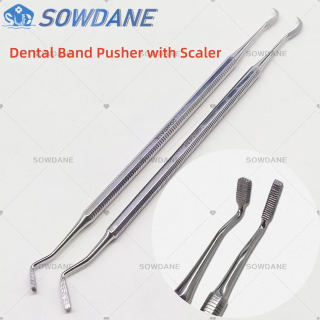 Podwójne końce Dental ortodontyczny pasek Pusher Seater długa, krótka końcówka ze skalatorem narzędzie do czyszczenia zębów