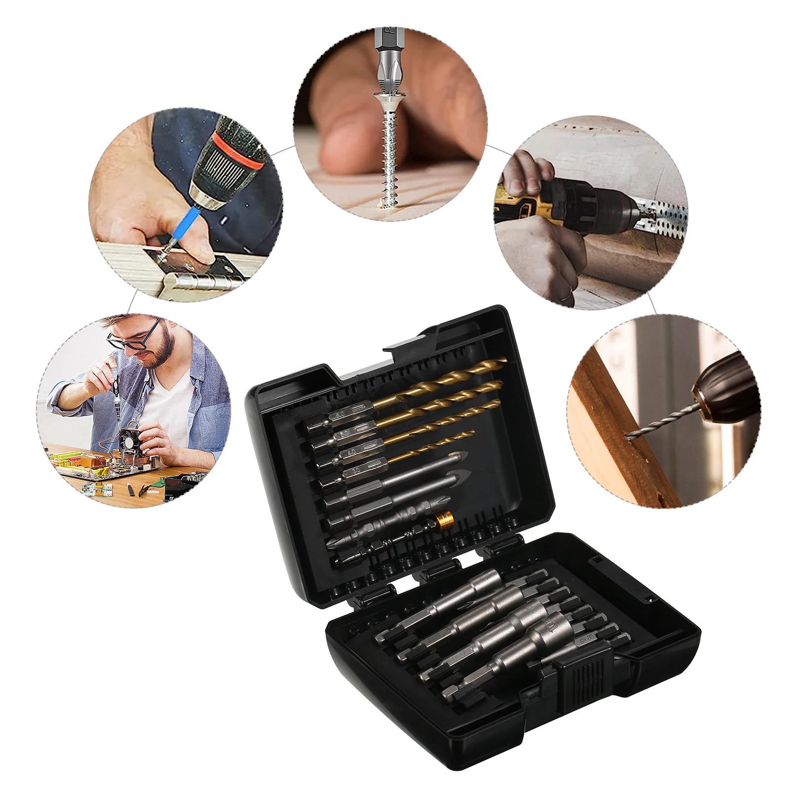 Drill Bit Set Screwdriver Bit Set Impact Driver Bit Set for Wood, Metal, Steel and Security Screwdriver Bits with Case