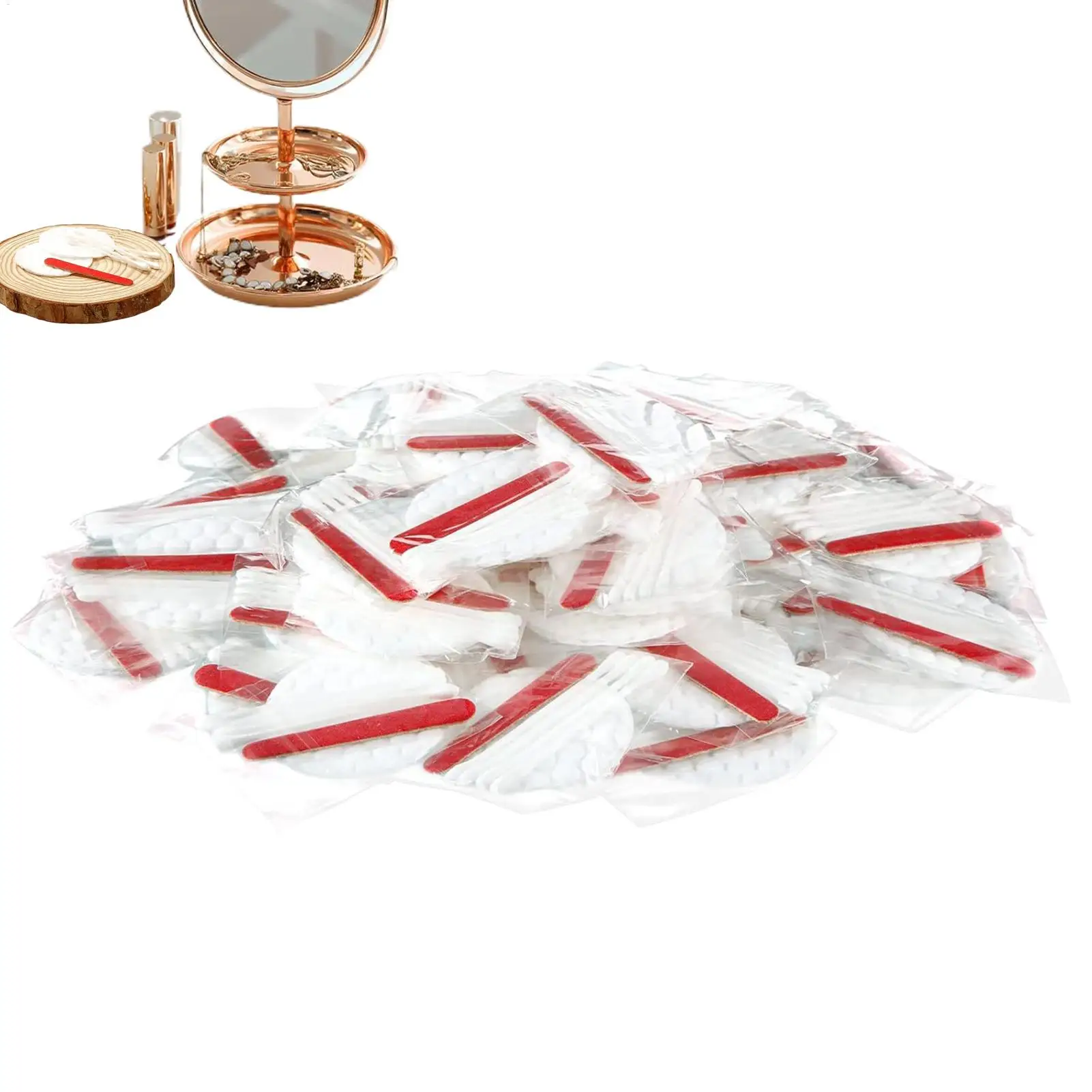 호텔 세면도구 세트, 개별 포장된 메이크업 세면도구 키트 (여행용 면봉, 화장솜, 네일 파일 포함)