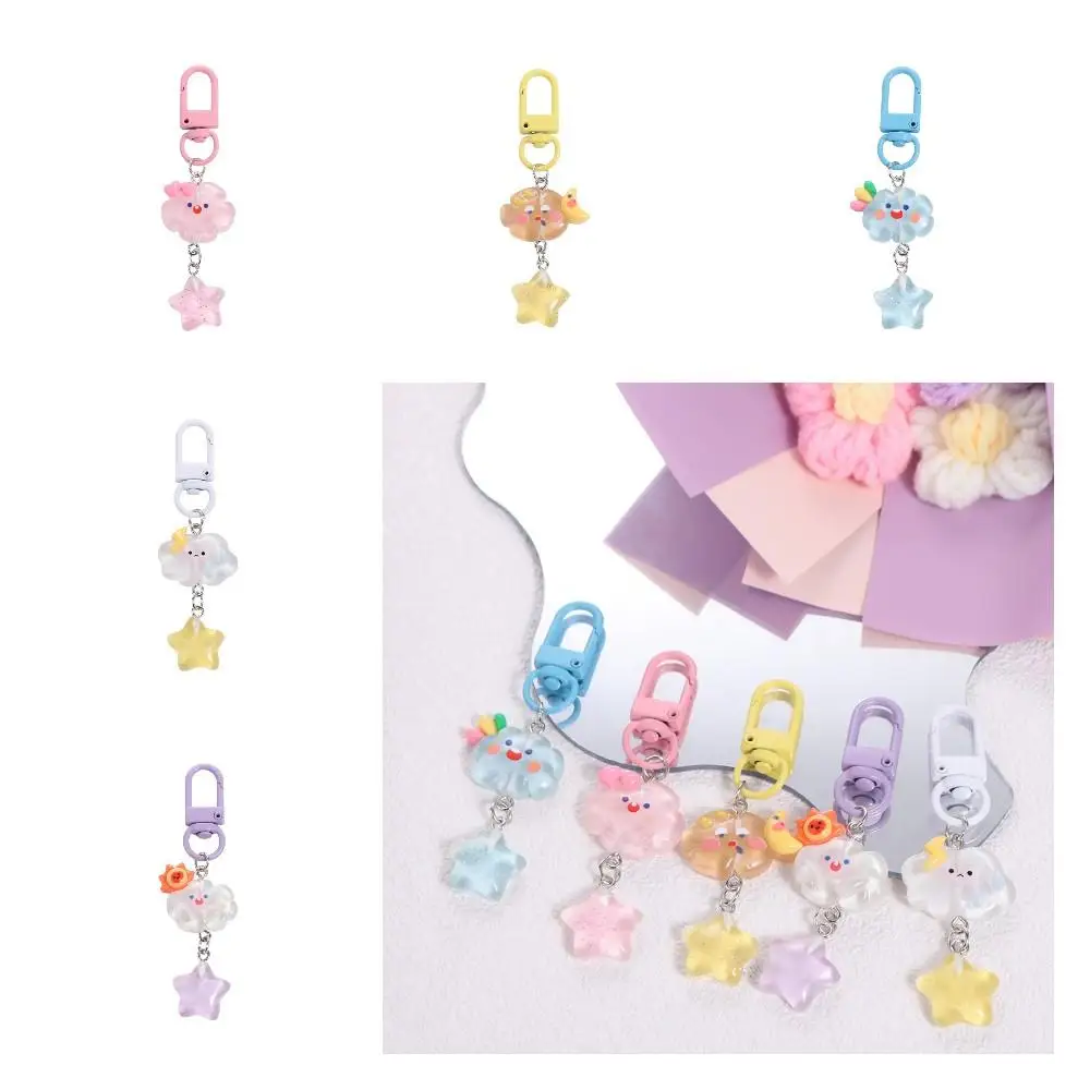 Cute Star Starry Clouds Keychain Korean Style Resin Key Ring Fine Flicker Student