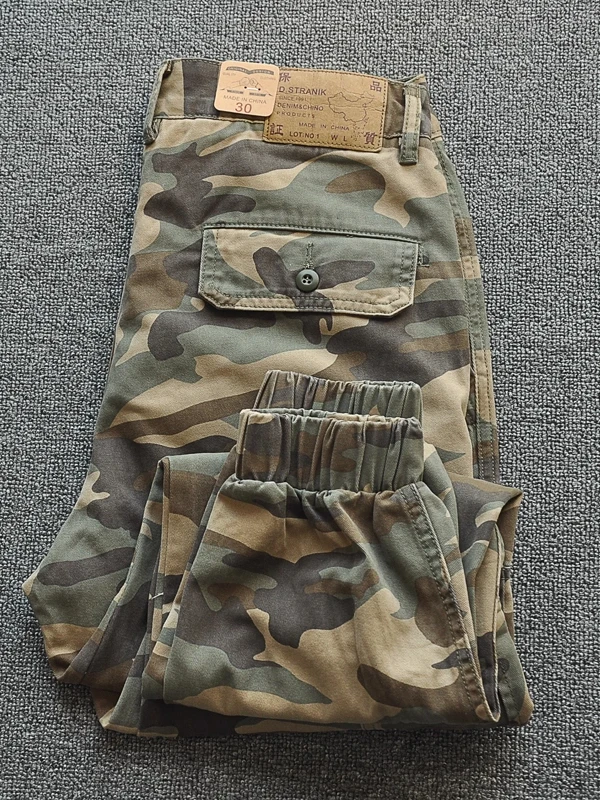 

Large Size Casual Cotton Camouflage Long Pants Waed ket Workwear Loose Fit Trousers Youth Summer Faion Straight Leg