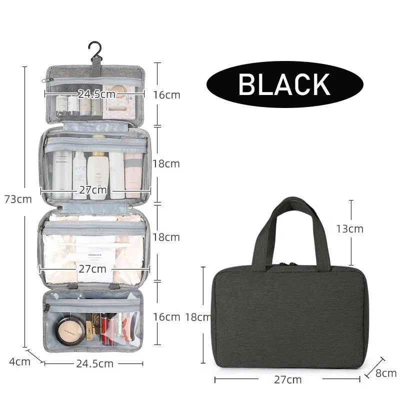 Waterproof Travel Toiletry Bag Foldable 4-Layer Cosmetic Storage Hanging Organizer Large Capacity Dry and Wet Separation