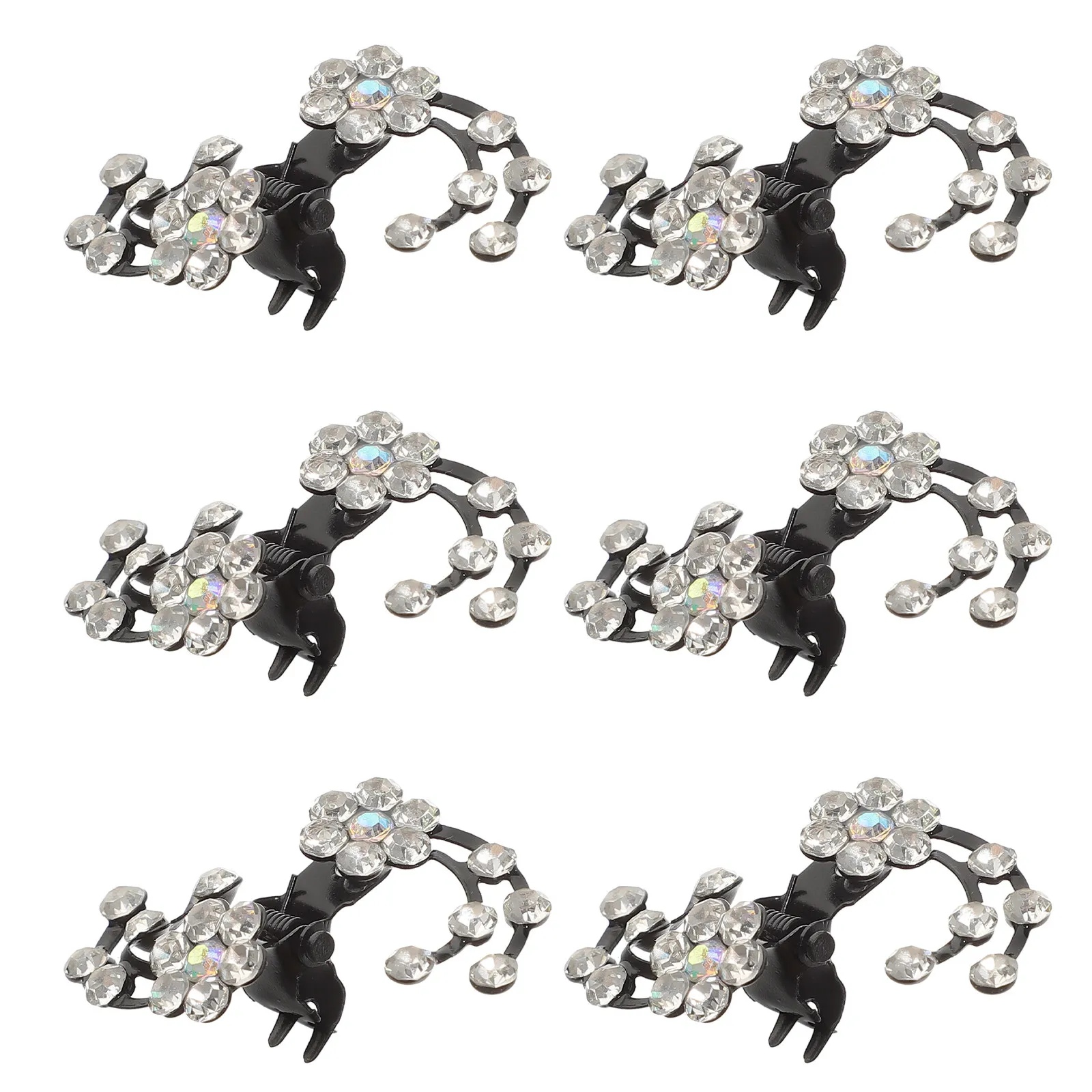 6Pcs Mini Rhinestone Plum Claw Clips Flower Hairpin Bridal Wedding Hair Accessories Lightweight Women Girls