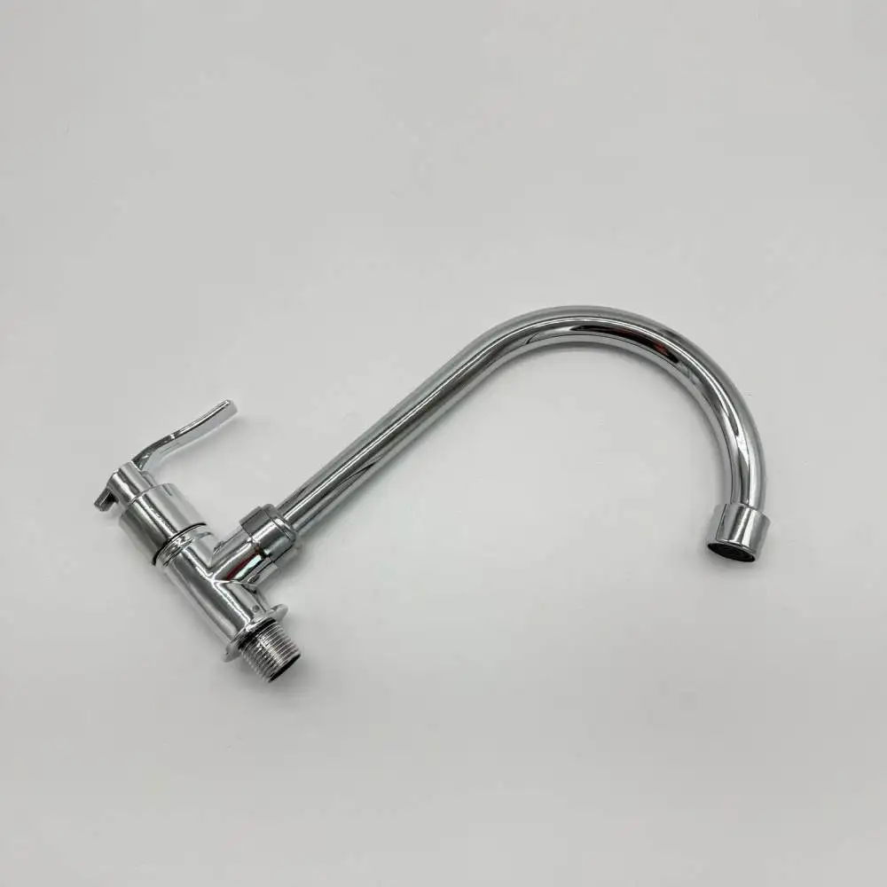 Rotatable Kitchen Sink Faucet Single Cold Water Tap Stainless Steel Tube Plastic Body Easy Installation Home Tool