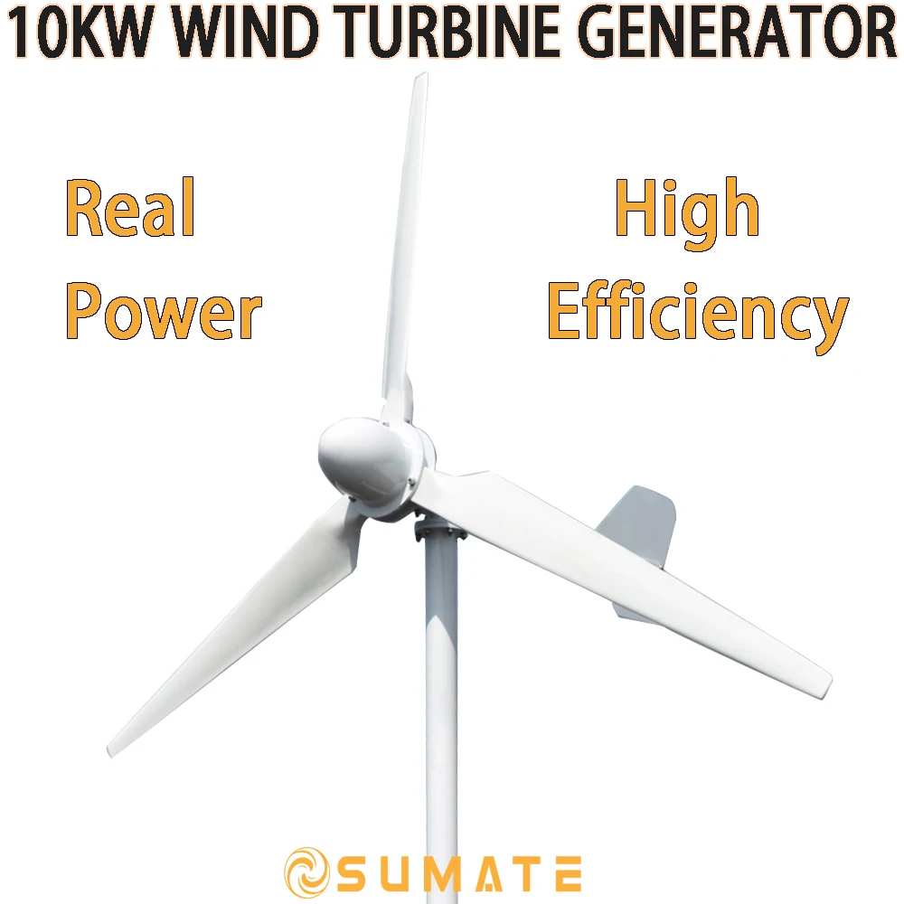 

High Efficiency 10KW 48V 96V Horizontal Axis Wind Turbine Electric Alternative Generator 3 Blades 10000W Windmill For Farm Home