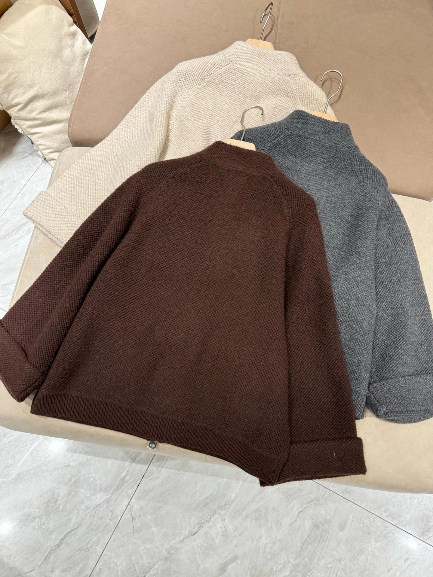 

High Quality Women Autumn Winter L*P New Collar Cashmere Knitted Zipper Casual Jacket