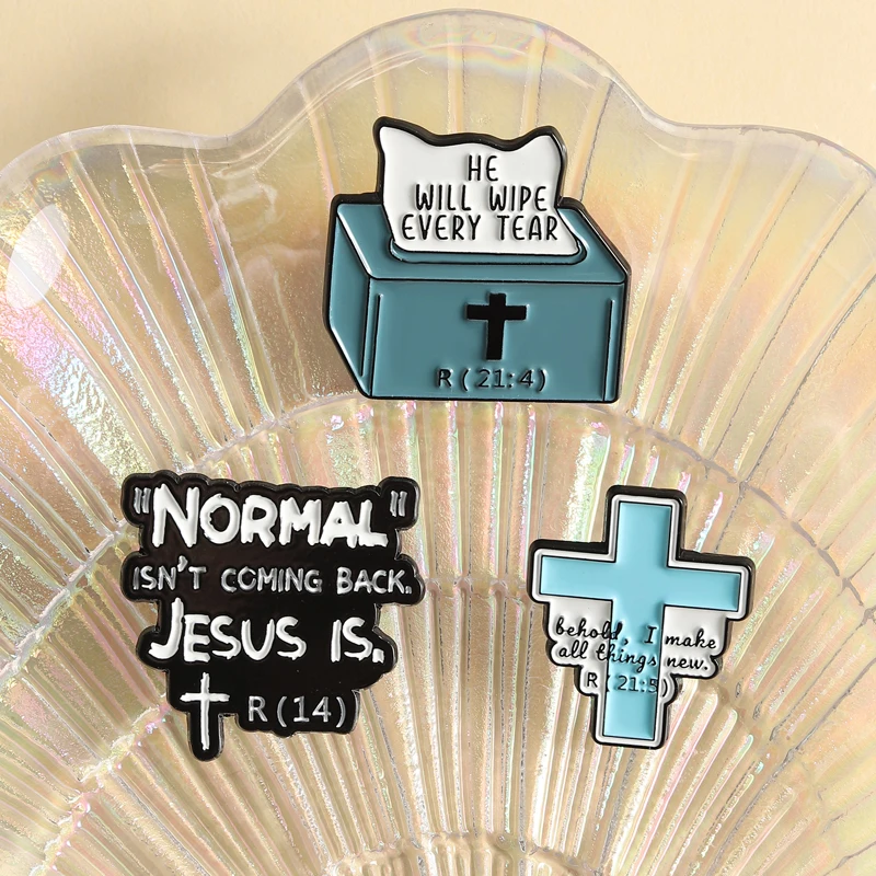 Jesus Christus Emaille-Anstecknadeln Kreuz Glaube Ich habe das gesehen Broschen Reversnadeln Lustige Zitate Schmuck Geschenk für Familie Freunde – Detail 5