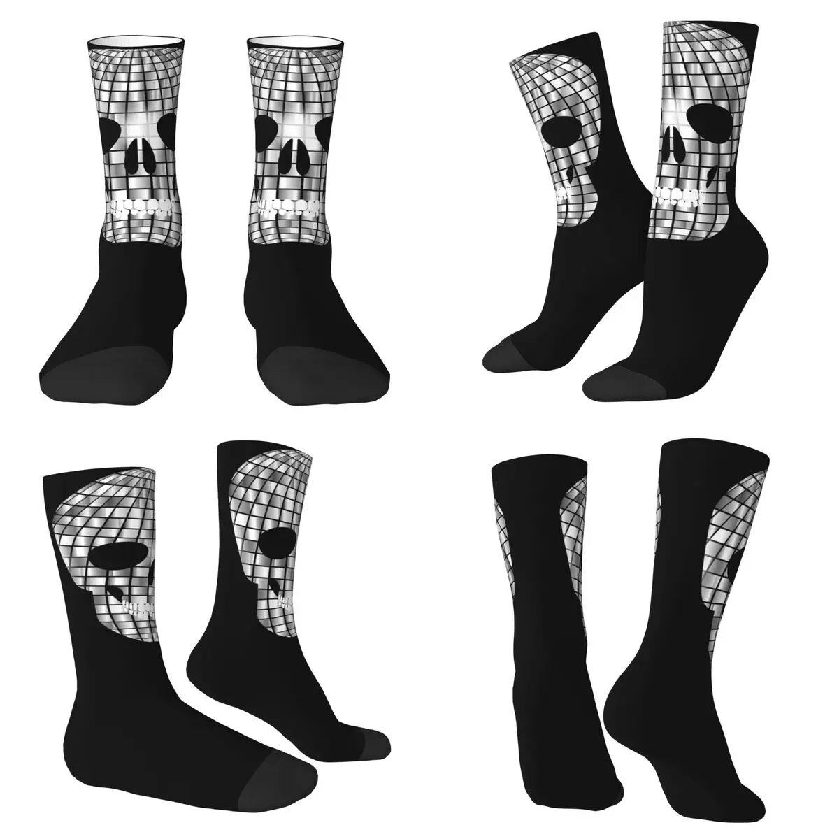 

Disco Halloween Mirror Ball Skull Socks Harajuku High Quality Stockings All Season Long Socks Accessories for Unisex