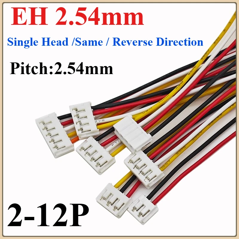 10pcs EH 2.54mm Pitch 2/3/4/5/6/7/12 Pin Female Plug Connector Wire 10/20/30cm Single/Double Head Same / Reverse Direction 26AWG