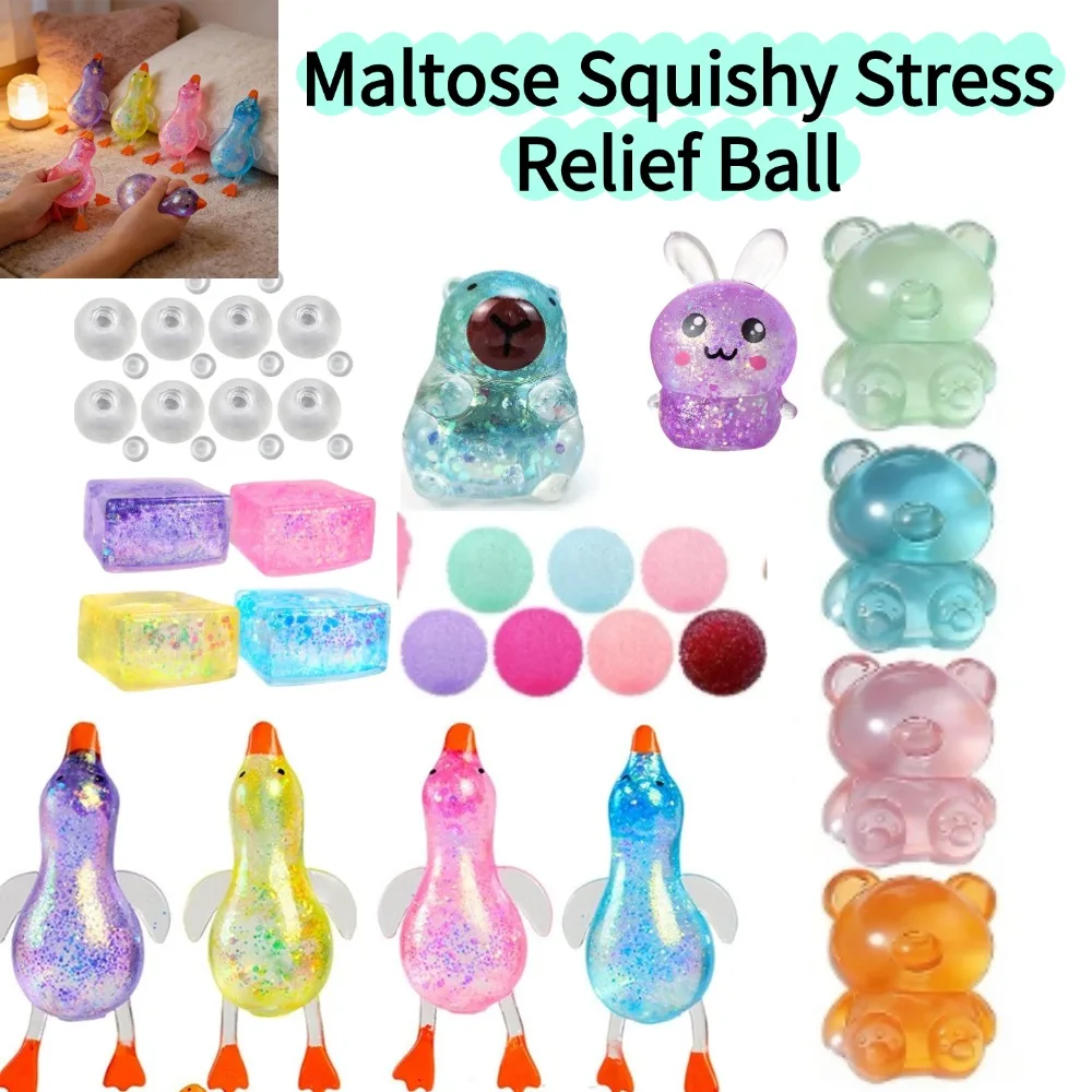 Niedliche Enten-Maltose-Quetschfigur Stressabbau-Spielzeug Weicher Langsam Zurückfedernder Quetschball zur Emotionsauslösung Zufällige Süße Farben