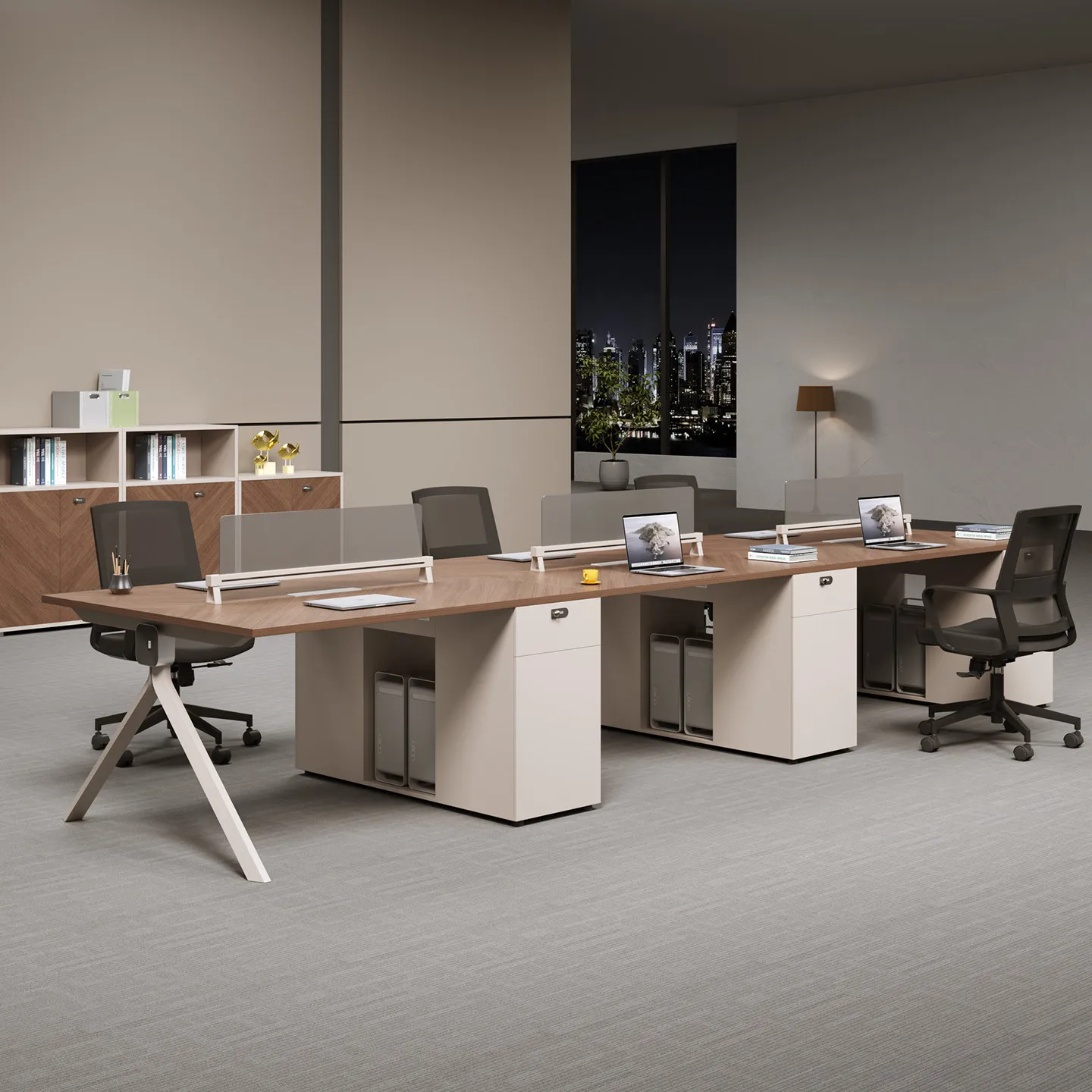 HYS Desk Staff Table and Chair Combination Simple Modern Six-person Staff Four-person Computer Desk Double-person Card Seat