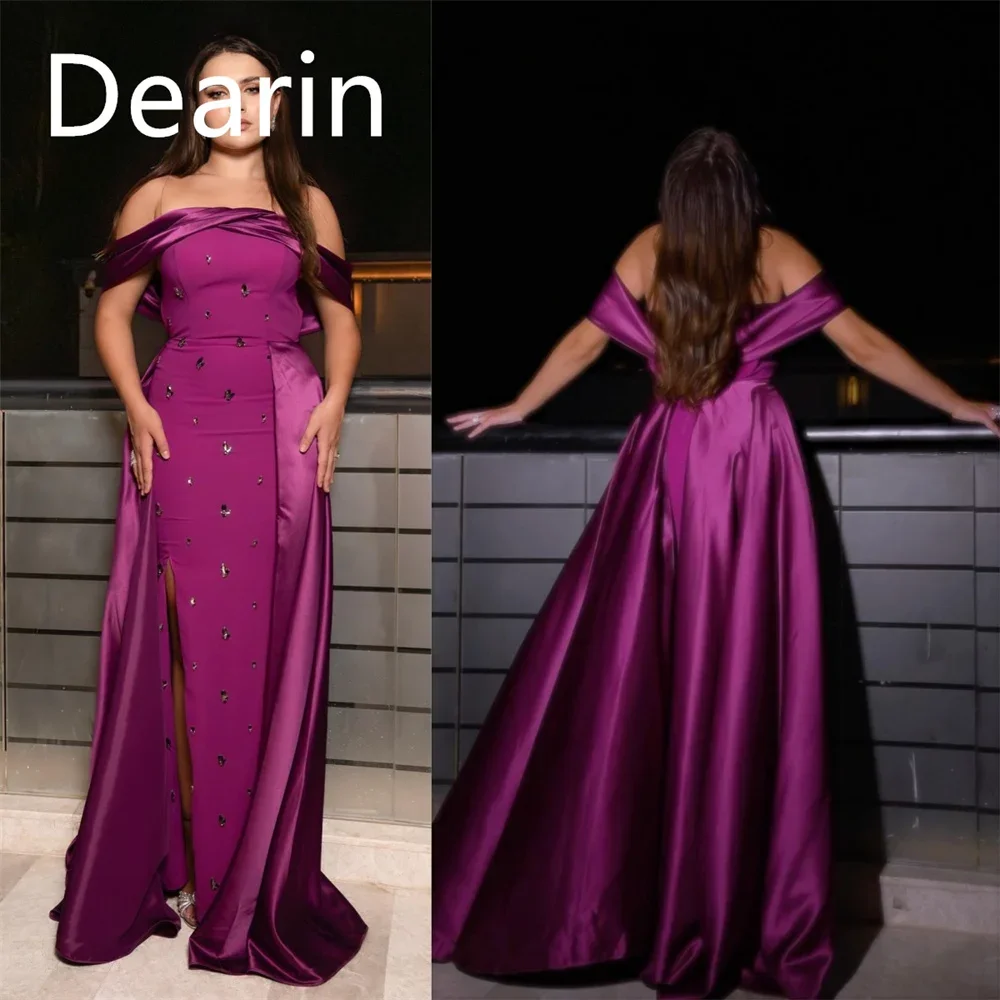 

Customized Evening Dress Prom Gown Women Formal Dearin Off-the-shoulder Column Floor Length Skirts Stole Vertically Bespoke Occa