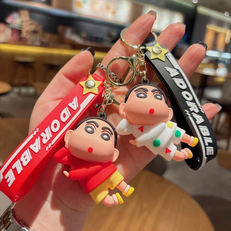 Crayon Shin-chan Cartoon Keychains Crayon Shin Chan Pajamas Kawaii Model Toy Key Duckle Pendant Bag Accessories Key Ring Gift