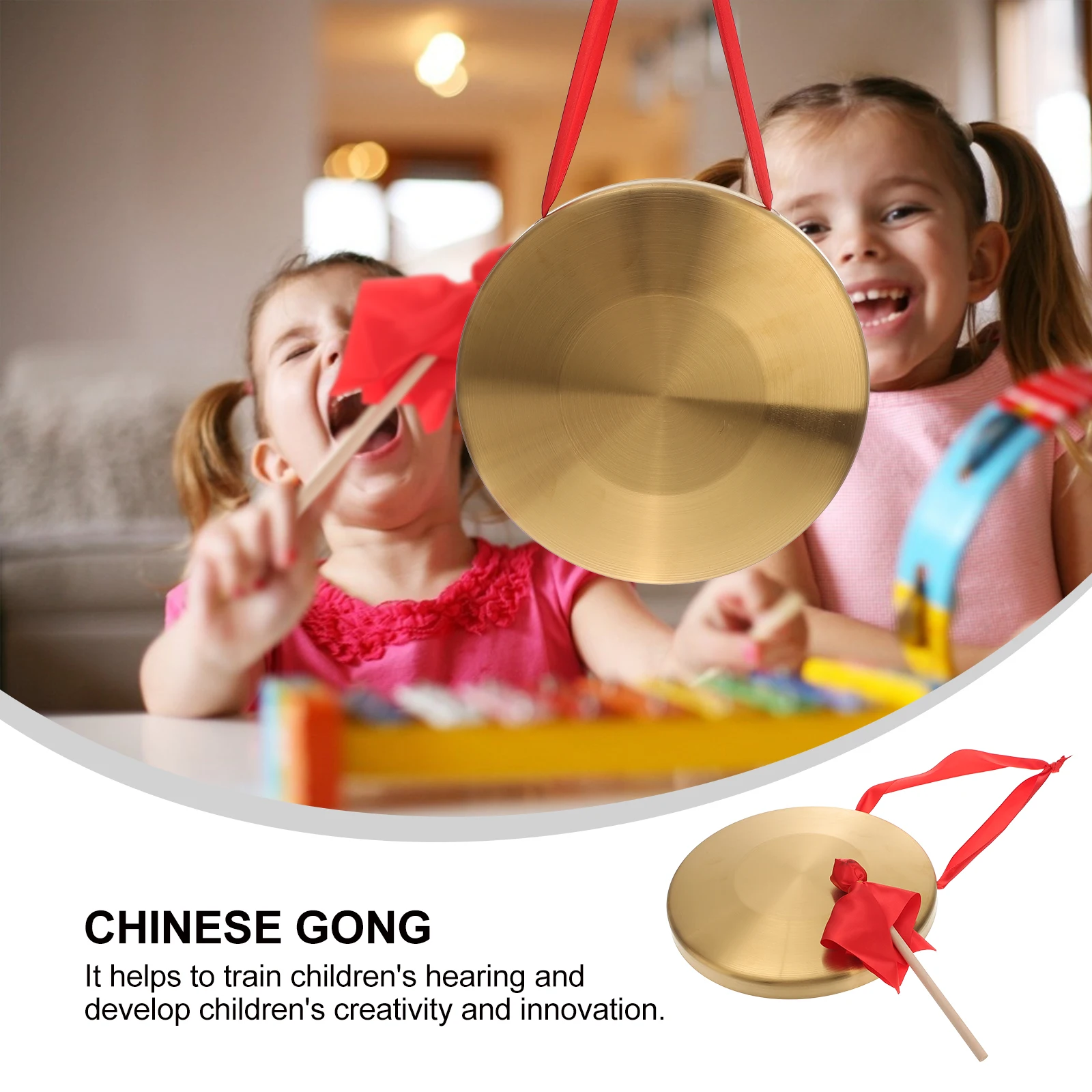 

Copper Gongs Drums Percussion Instrument Hand Gong with Hammer Clear Sound Sturdy Durable Traditional Chinese Element