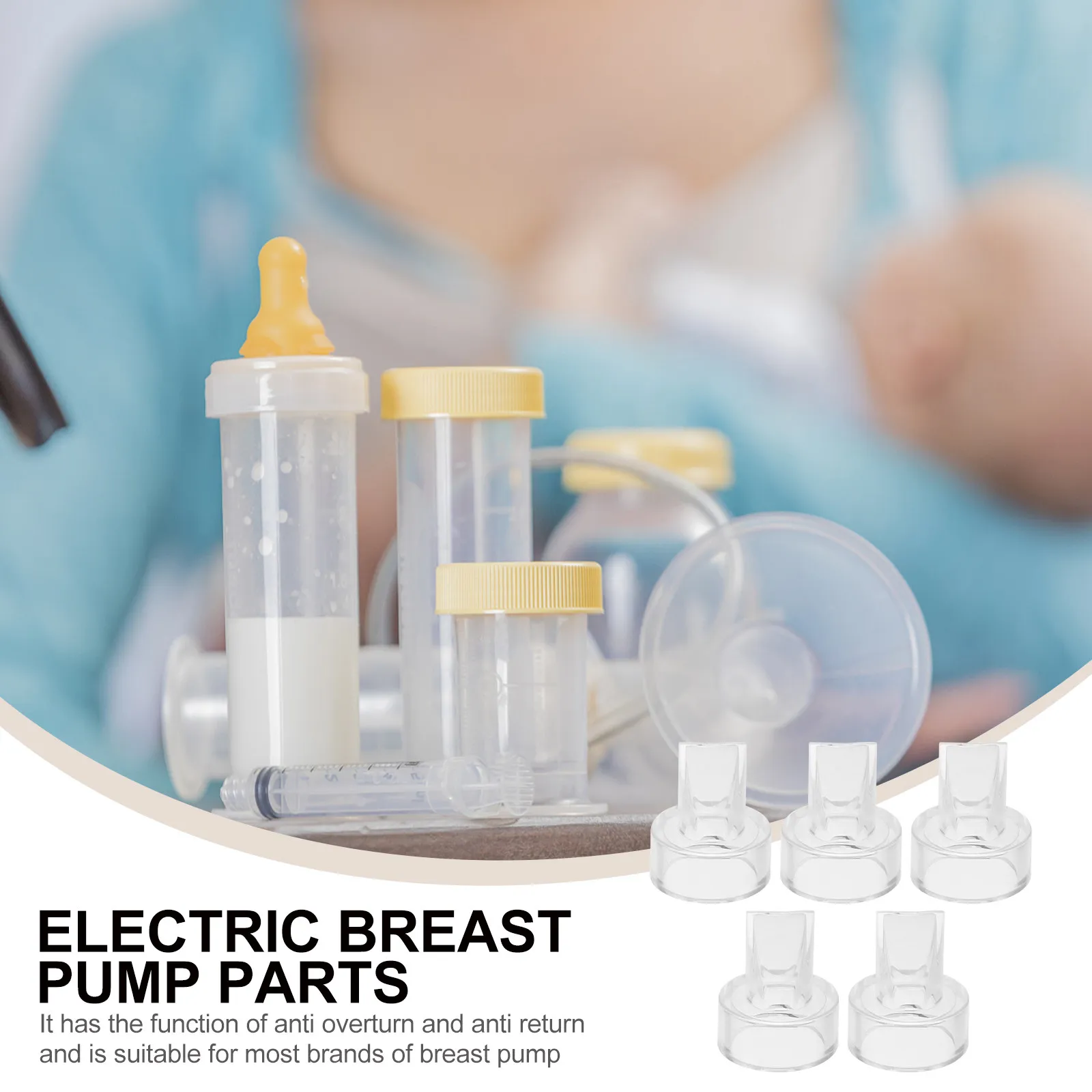 Breast Pump Accessories 5 Pack 22mm Silicone Duckbill Valves Anti Backflow for Electric Manual Pumps