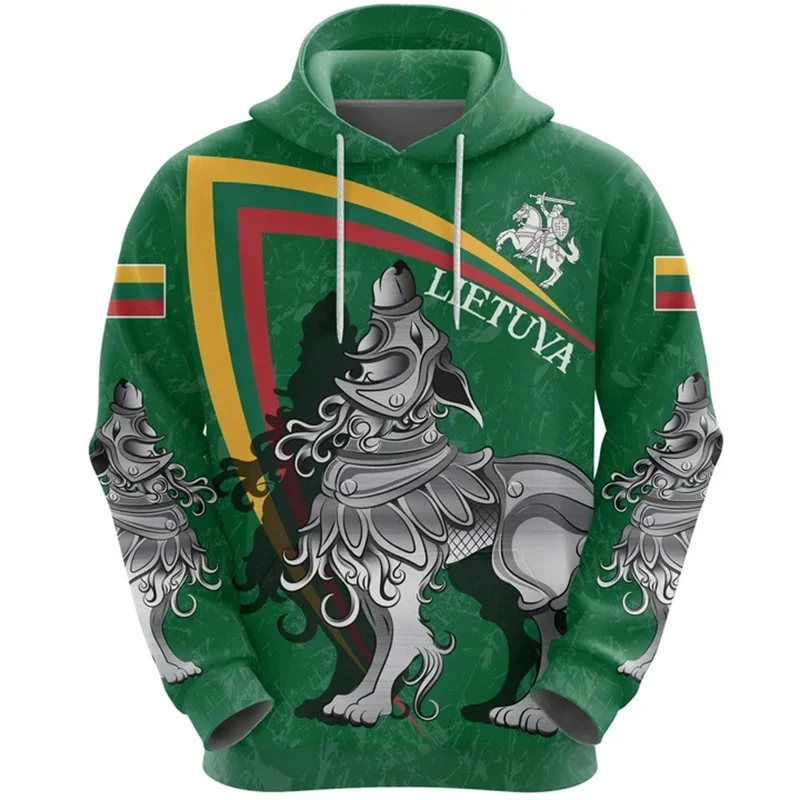 New Autumn 3D The Flag Of Lithuania Emblem Printed Hoodies Men Fashion Cool Pullovers Unisex Harajuku Hooded Sweatshirts Clothes