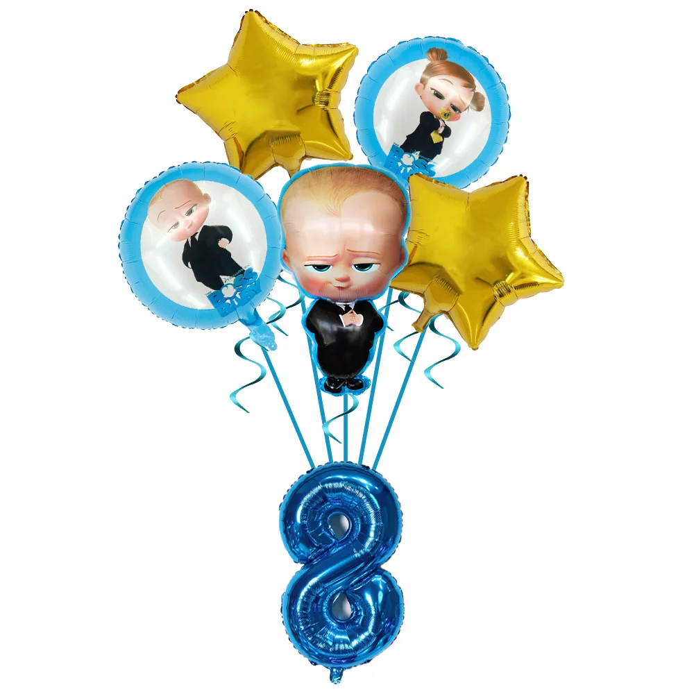 Boss Baby Cartoon Geburtstagsparty Dekorationen Hintergrundbanner Teller Becher Servietten Tischdecke Ballons Jungen Mädchen Party Babyparty – Detail 31