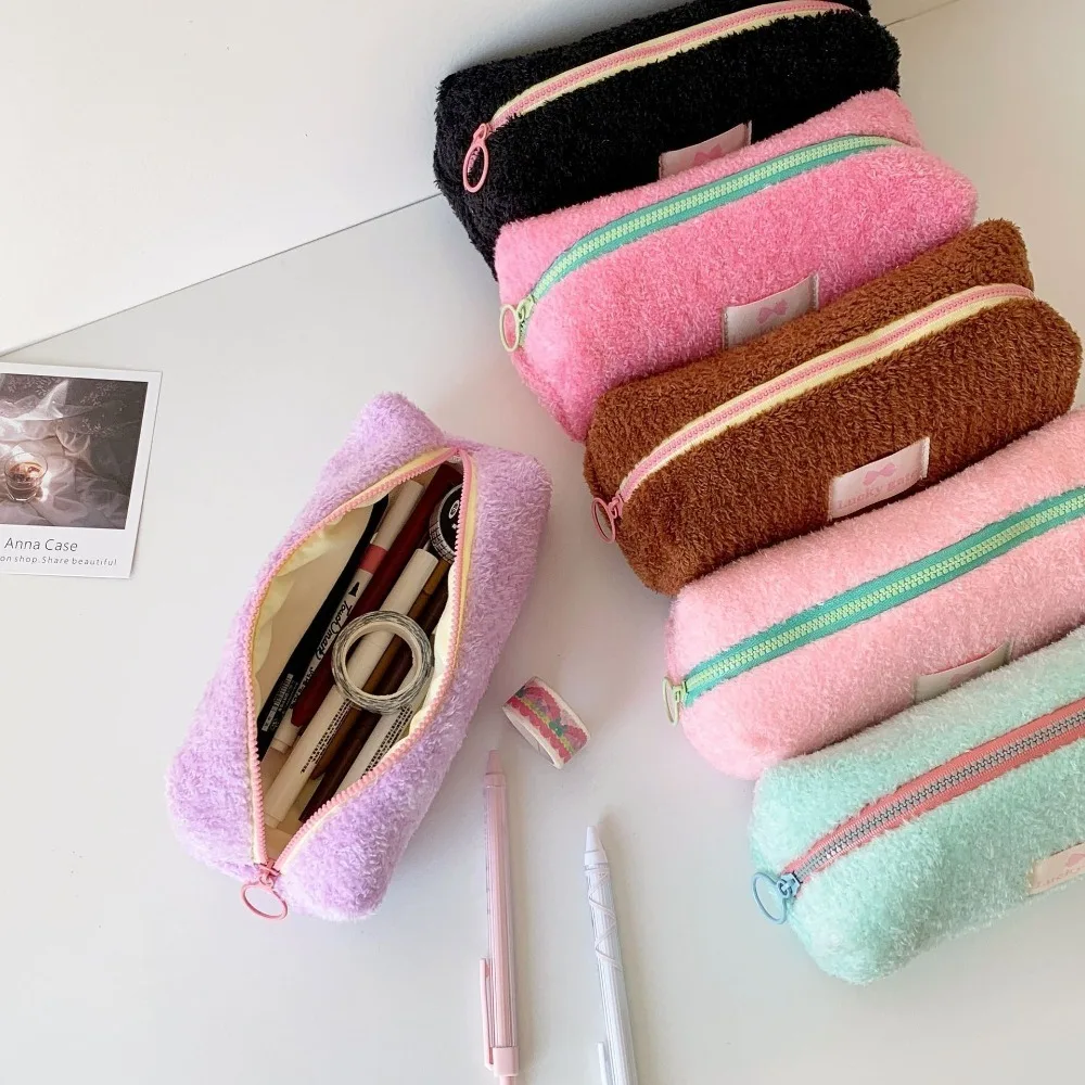 Creative Large Capacity Pen Bag Multi-function Solid Color Stationery Bag Stationery Organizer Gift