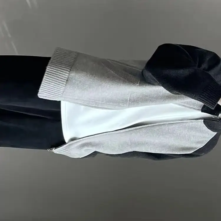 Splicing contrast zipper cashmere sweater cardigan men's high-grade relaxed casual raglan sweater coat
