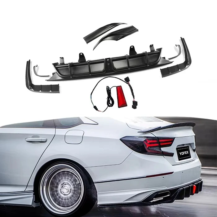 

High-Quality 2018 2019 2020 2021 2022 Universal Rear Bumpers Diffuser Lip With Led Aprons Car Body Kit For Accord