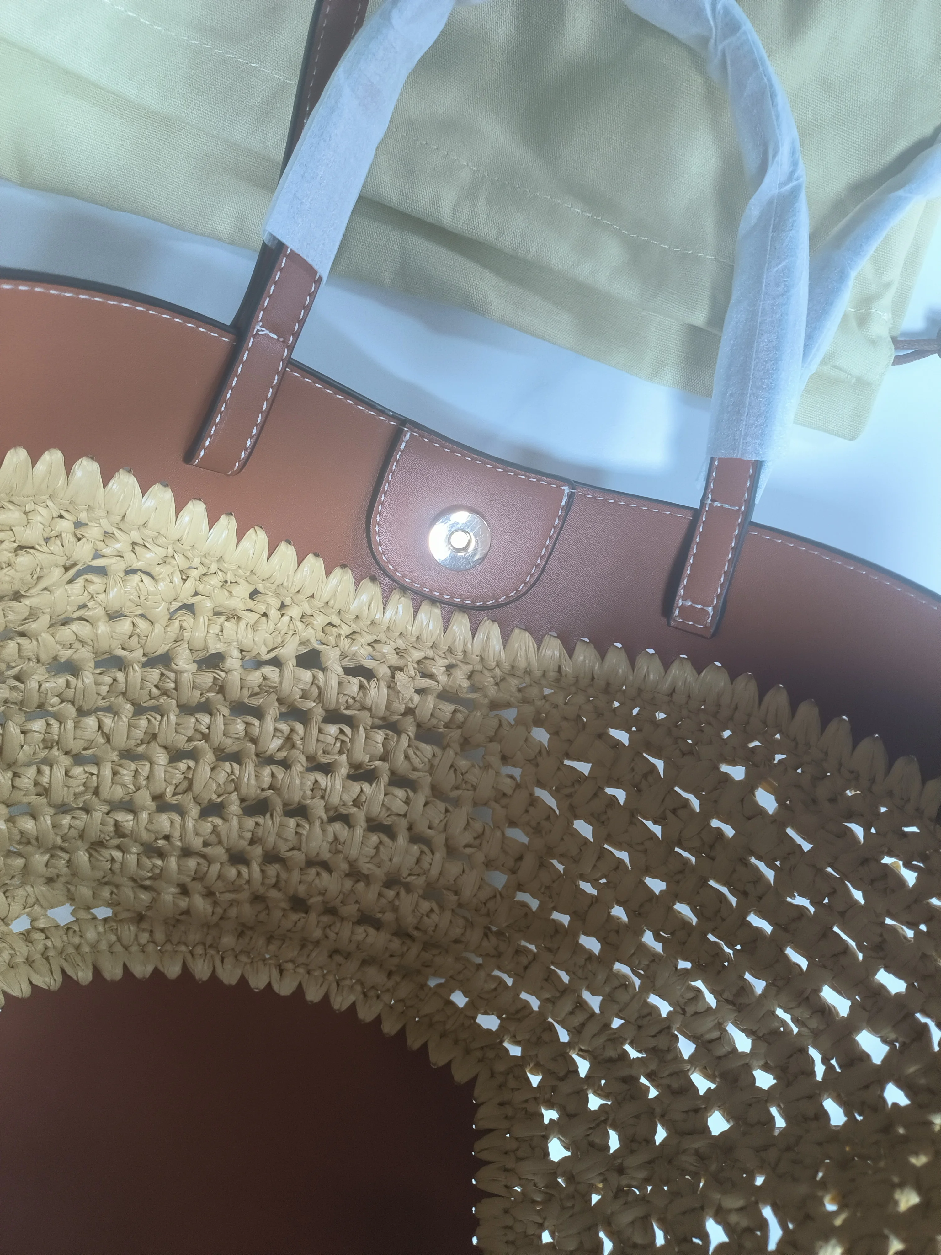 Marke Hohl Woven Strand Tasche Nische Mode Schulter Unterarm Tasche Große Kapazität High-end-Nähte Tote Tasche frauen eimer Tasche – Detail 9