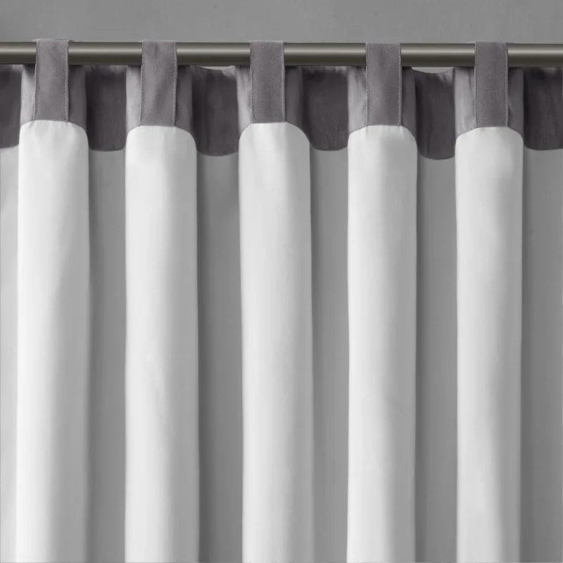 Mantovana per finestra ricamata in finta seta grigia 50x18