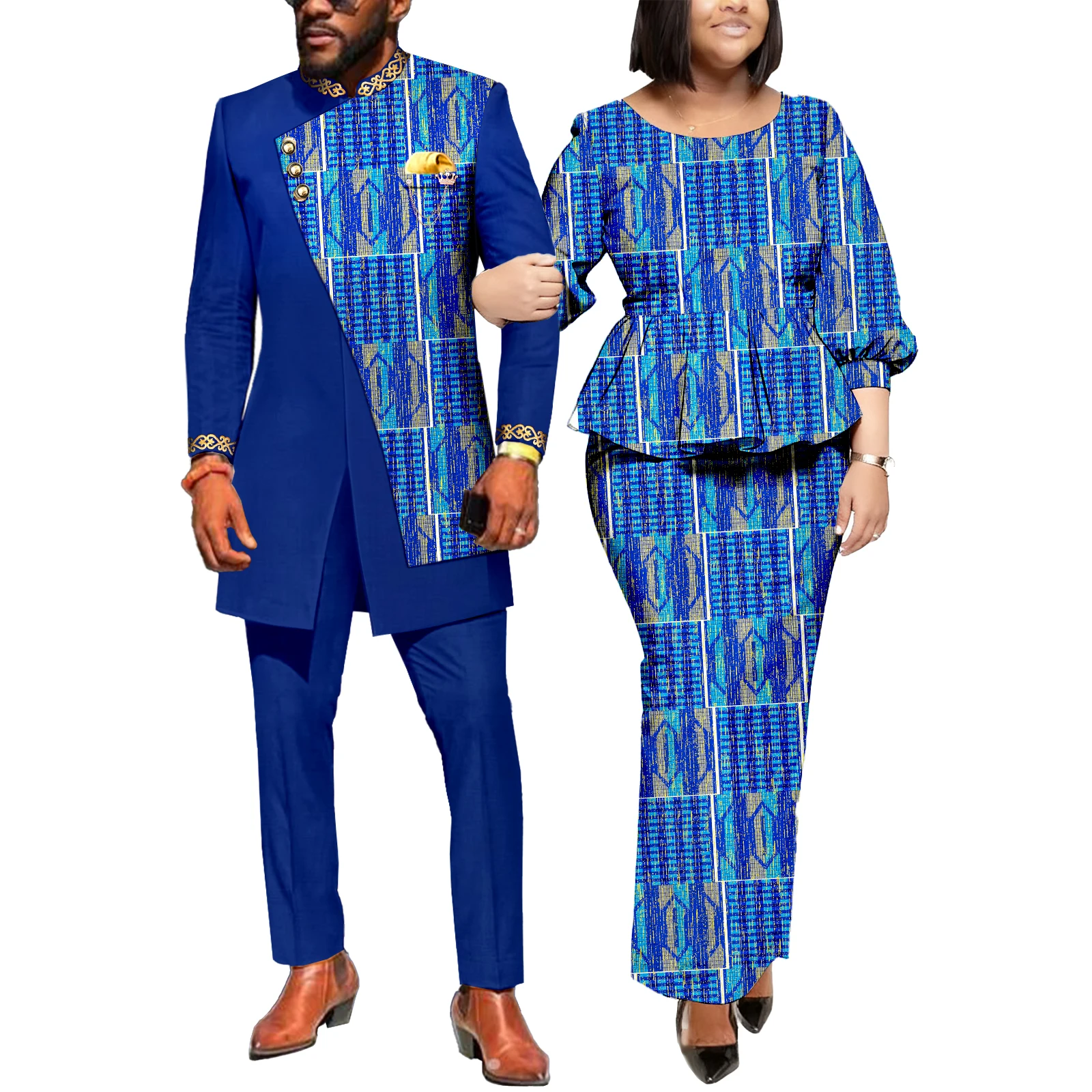 

Одинаковый комплект одежды для африканской пары, женские официальные наряды в Анкаре, ткань с принтом Kente или мужской костюм Дашики, куртка и брюки