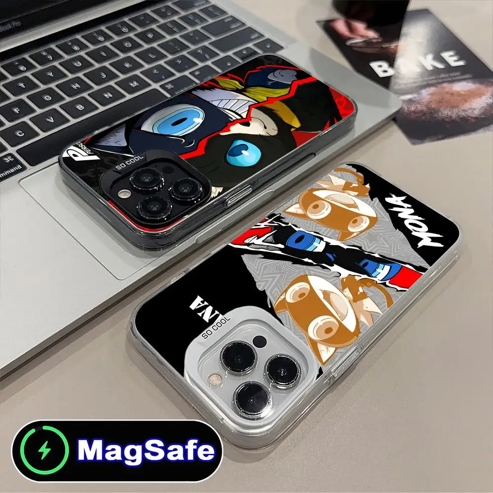 مورغانا منى حافظة هاتف محمول آيفون 16 15 14 13 12 11 برو ماكس بلس MagSafe طباعة ملونة شفافة غطاء فاخر جميل