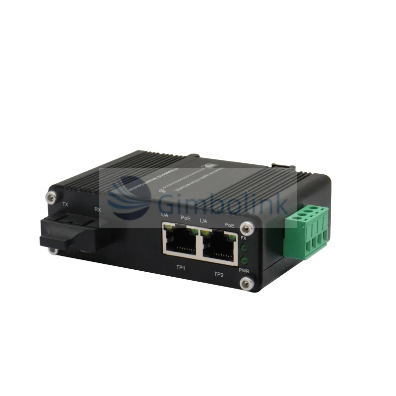 Mini Industrial 1-Port 1000Base-X إلى 2-Port 10/100/1000Base-T 30W PoE محول الوسائط معدات تحويل الاتصالات البصرية #6