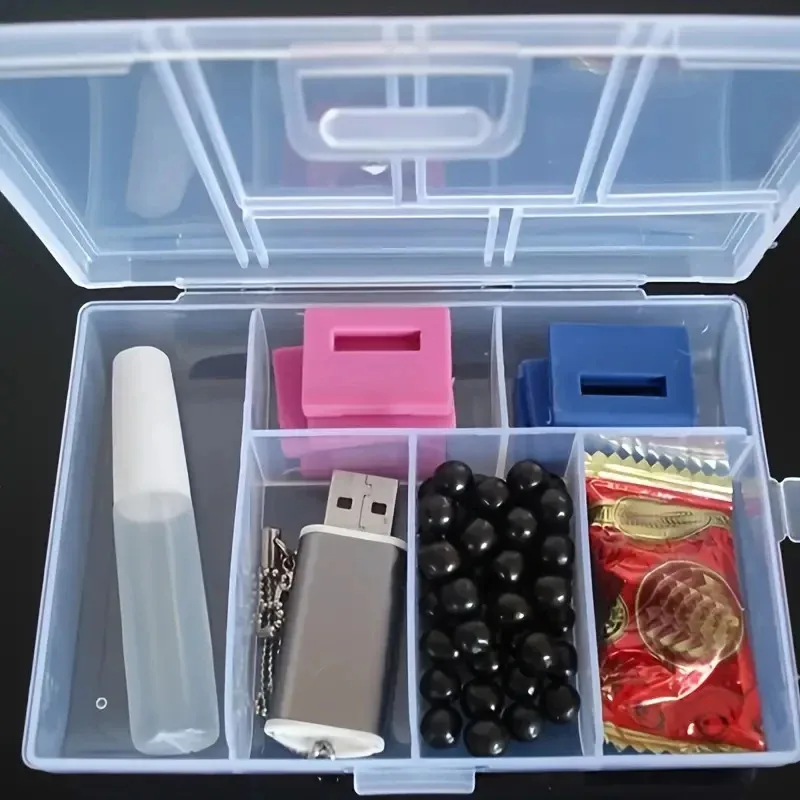 6-Grid Transparent Jewelry Storage Box - Earring & Ring Organizer with Nail Accessory Compartment gallery 4