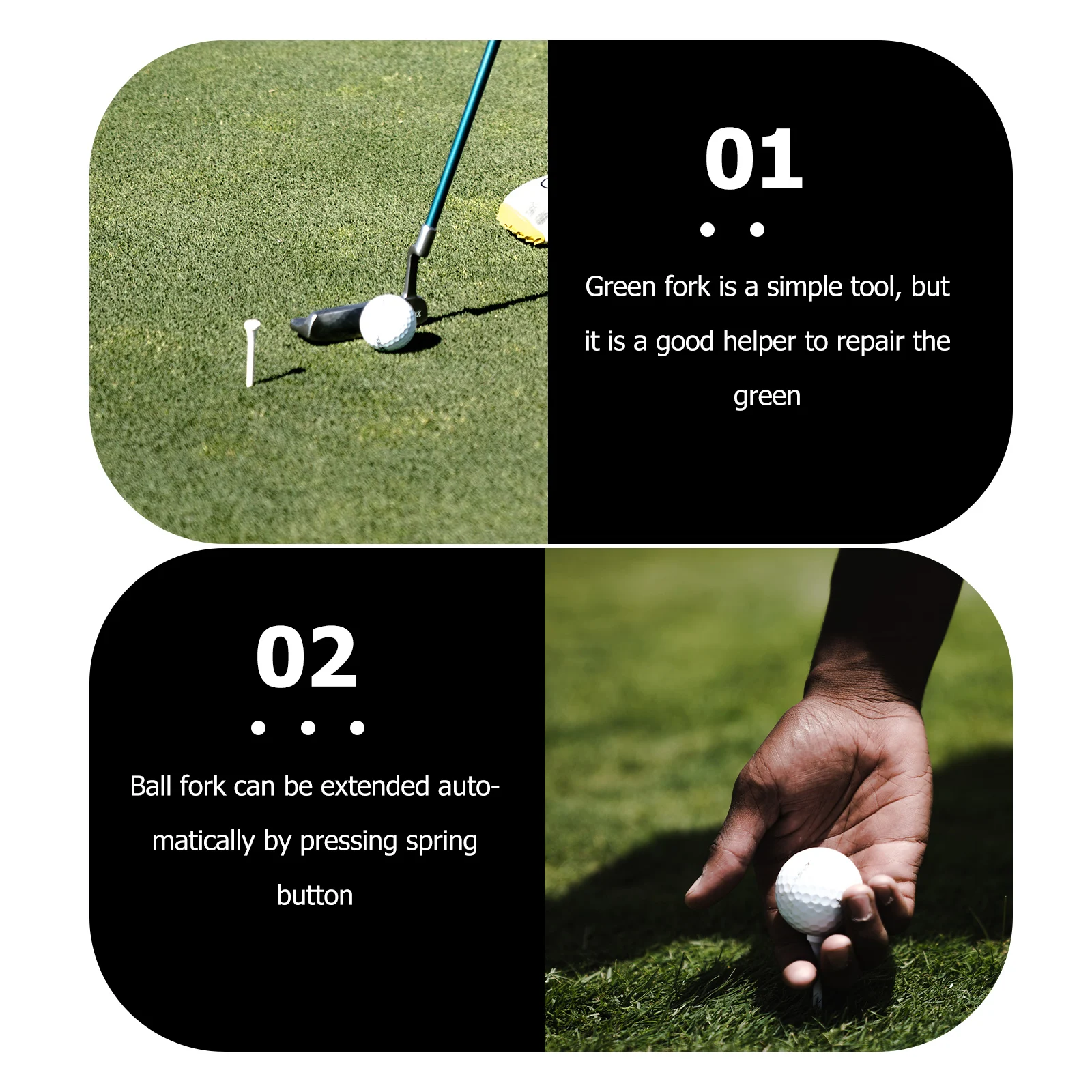 

Green Divot Fork Stainless Steel Automatic Extendable Golf Ball Fork Lightweight Outdoor Golf Tool Practical Divot Tool