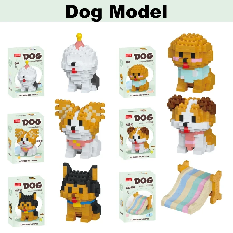 Cute Dog Blocks Animal Micro Building Blocks for Kids Birthday Party Favors Adult Gifts Pinata Goodie Fillers