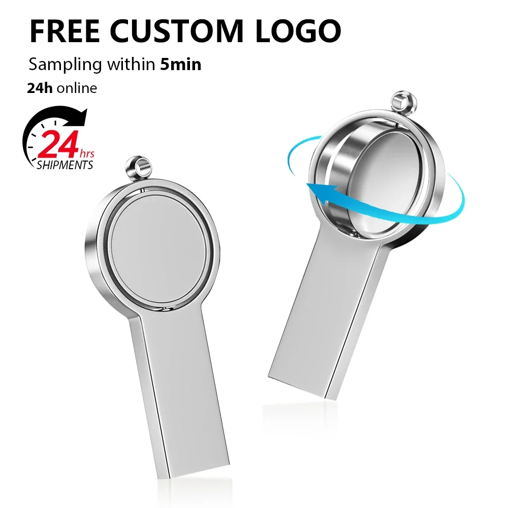 Gift Box Pen Drive 128GB Free Key Chain Memory Stick Real Capacity USB Flash Drive 64GB Rotatable Mini Metal Pendrive 32GB 16GB