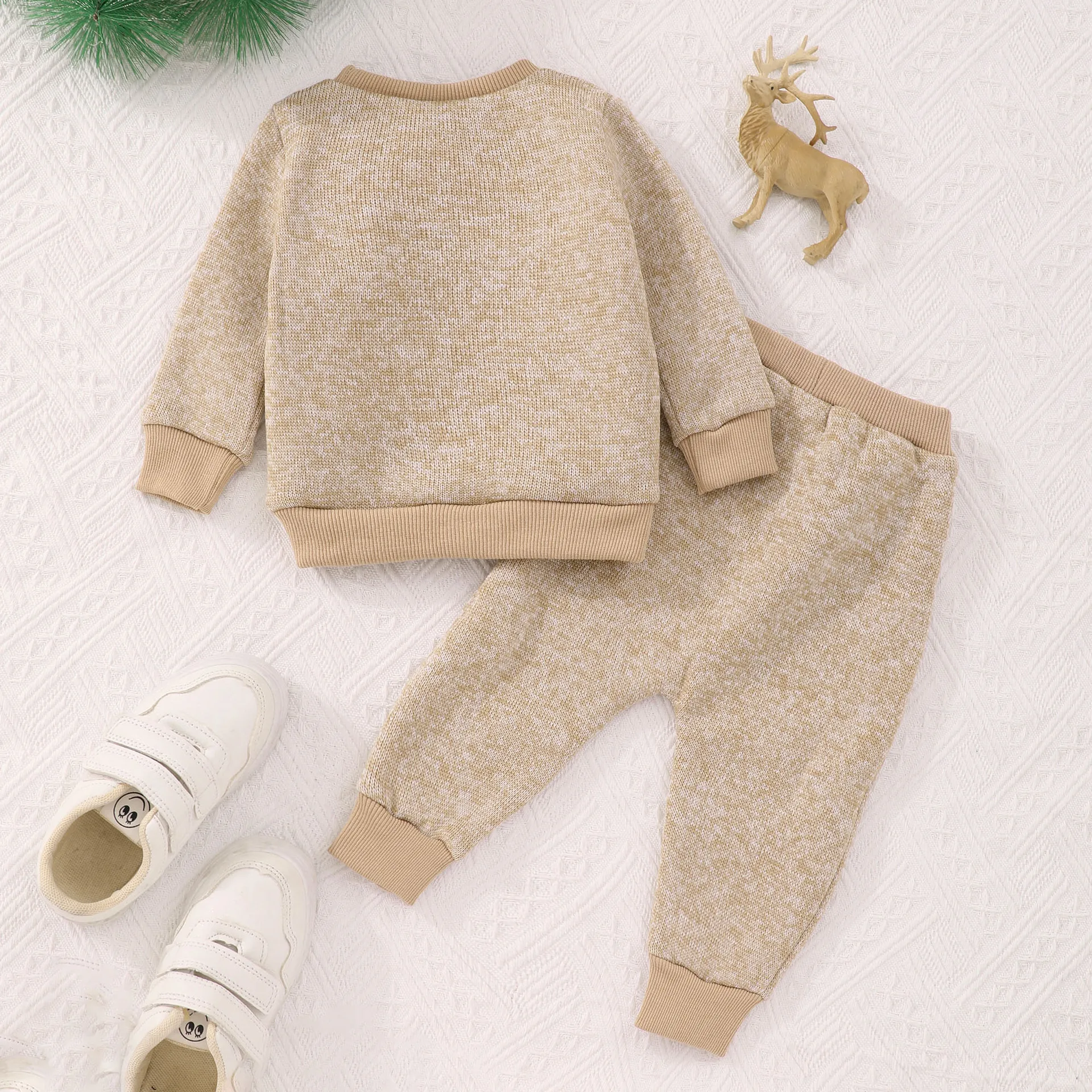 Boys & Girls sets Spring & Autumn 2024 Children's wear Long sleeve antler embroidered hoodie + Pants 2 sets 6-24M baby