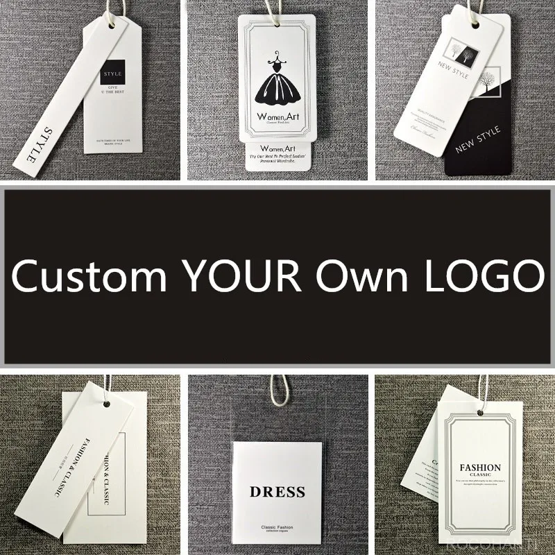 100pcs Card Bag Tag White Garment Blank Less Tshirt Customized Hanging Labels Label Printed Luxury Clothing Brand hanging tags
