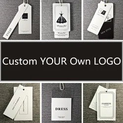 100pcs Card Bag Tag White Garment Blank Less Tshirt Customized Hanging Labels Label Printed Luxury Clothing Brand hanging tags