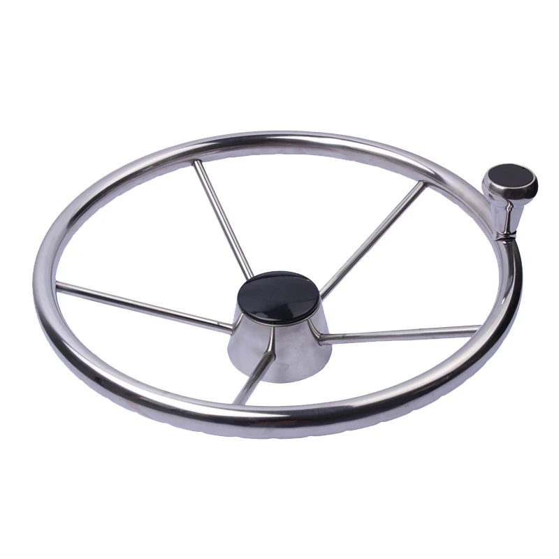 13-1/2 inch Boat Steering Wheel Stainless 5 Spoke 25 Degree with Knob Heavy Duty Marine Boat Accessories Marine for Marine