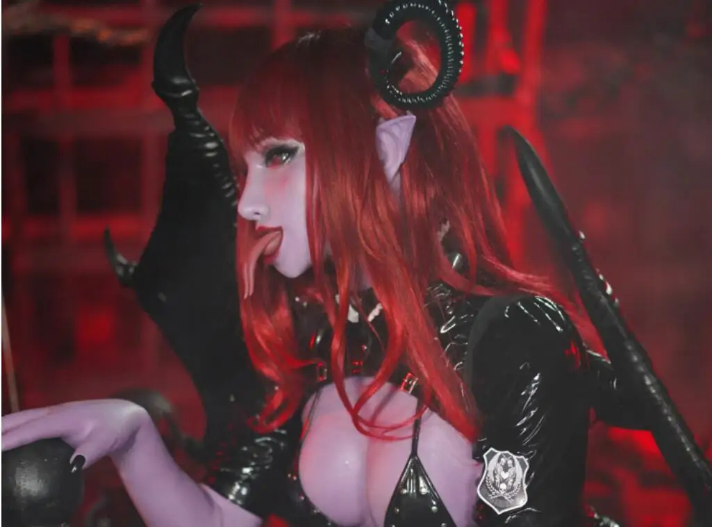 

(M23P2 SUCCUBUS)'Dreammask' Crossdressing Female/Girl Full Head Cosplay Purple Skin Snake Kigurumi Male To Female Mask Shemale