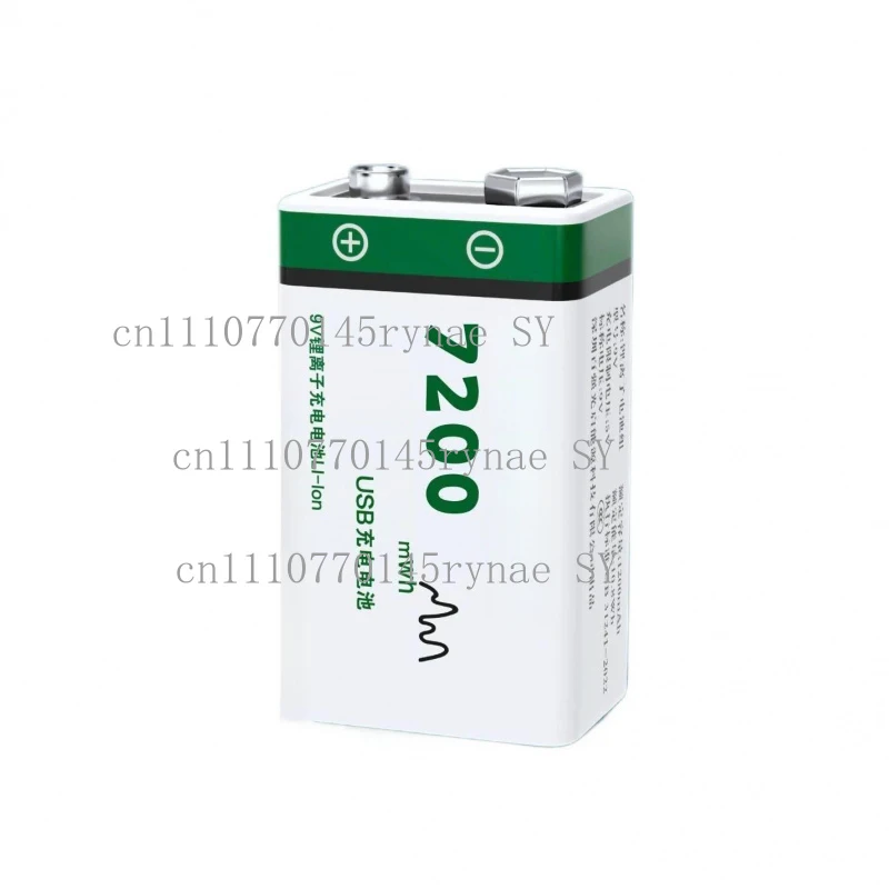 

Аккумулятор литий-ионный 7200 мАч 9В с USB-зарядкой для дымовых сигнализаторов, микрофонов, гитар, мультиметров, детекторов, долговечный, с USB-кабелем