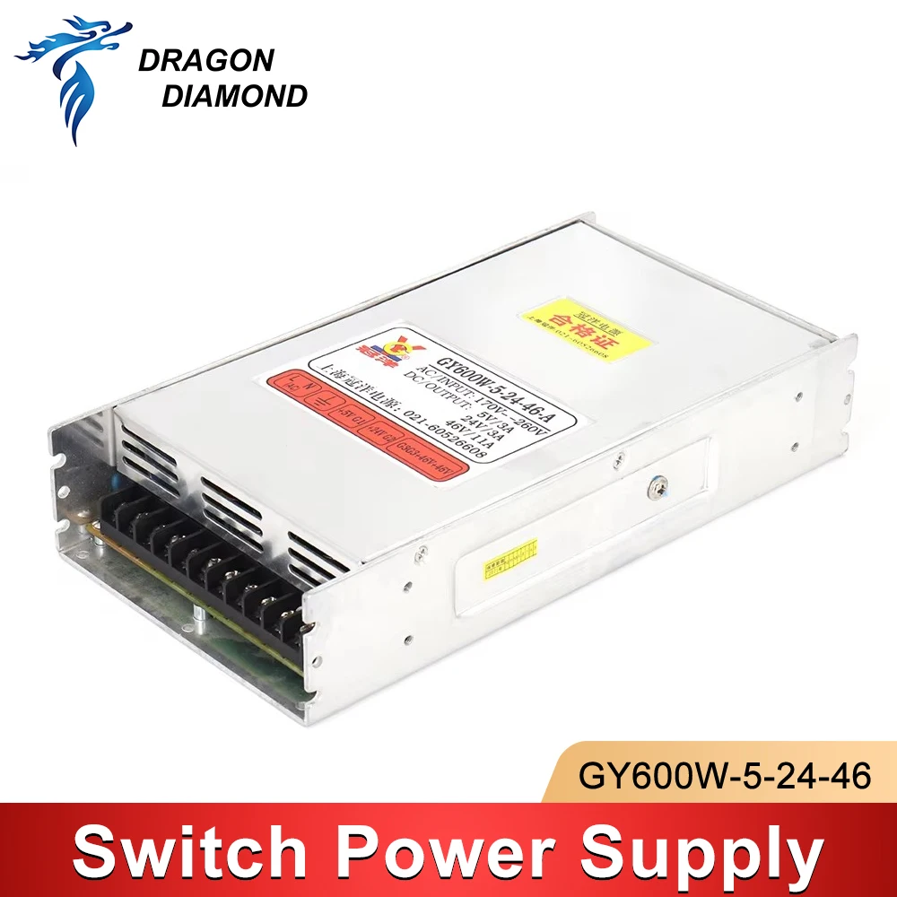 

Guanyang CNC Switch Power Supply GY600W-5-24-46 Triple Output DC5V 3A 24V 3A 46V 11A for Laser Cutting and Engraving Machine