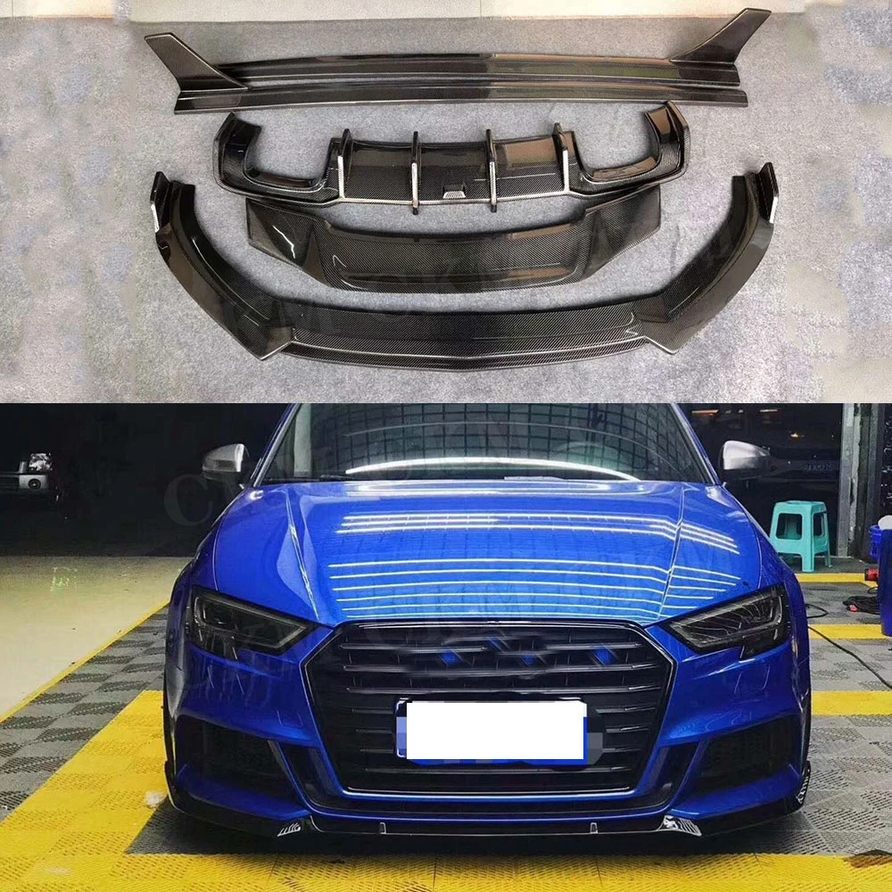 

For A3 S3 Sedan 2017 2018 2019 Carbon Fiber Front Lip Rear Diffuser Spoiler Side Skirts Body Kit Bumper Guard Car Styling