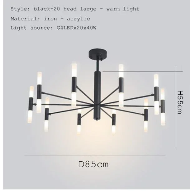 ZIMULONG Acryl Rohr Led Kronleuchter Gold/Schwarz Moderne Led Kunst Anhänger Lampe für Küche Wohnzimmer Loft Schlafzimmer Leuchten 8
