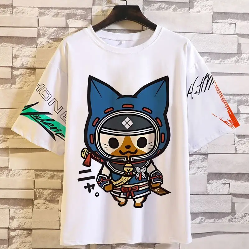 أنيمي لعبة الوحش هنتر العالم تي شيرت الرجال قصيرة الأكمام التعاون Zorai التنين Elrode لعبة الملابس